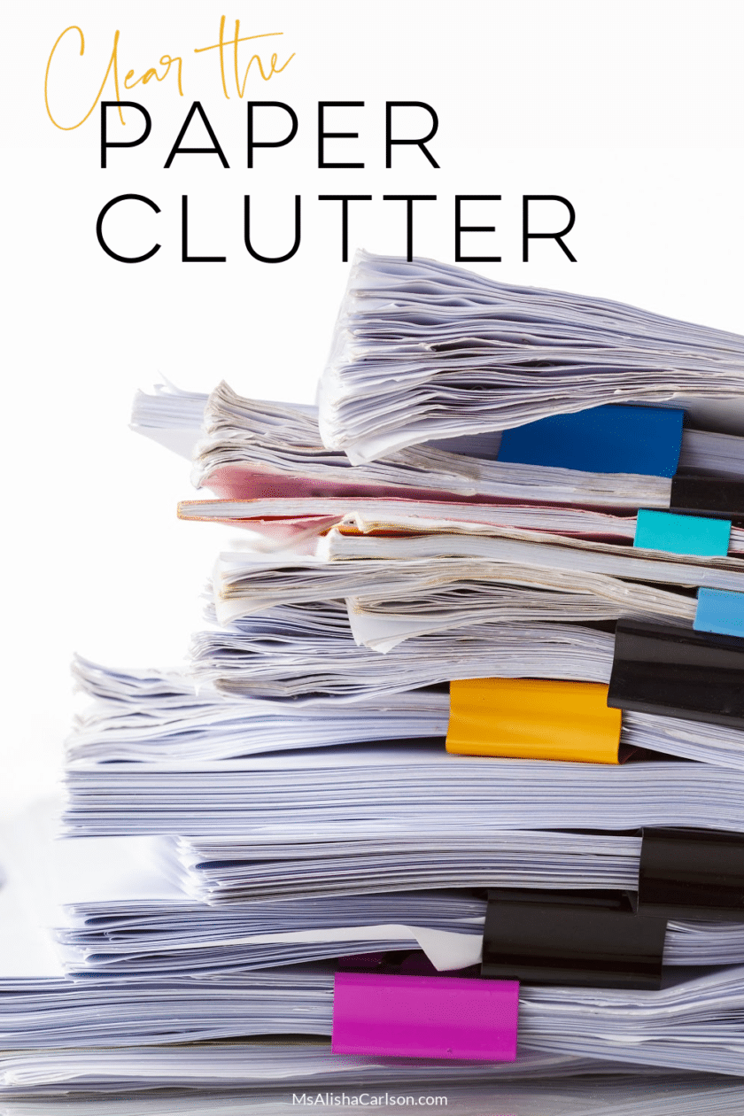 Clear the Paper Clutter pinnable Pinterest image