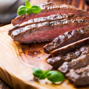 Grilled marinated beef flank steak