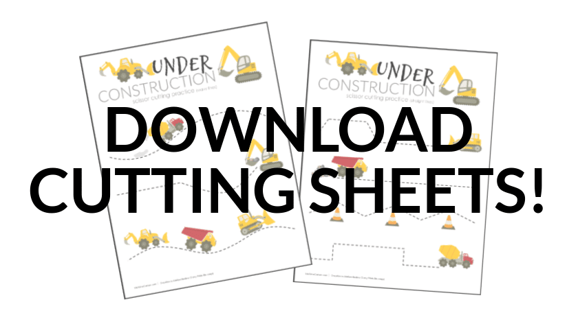 Construction Truck Scissor Cutting Practice Sheets download link