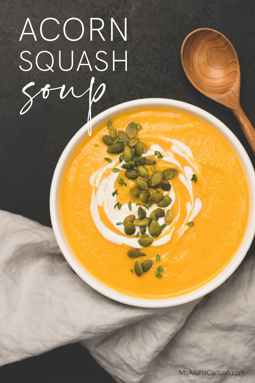 Acorn Squash Soup pinnable Pinterest image