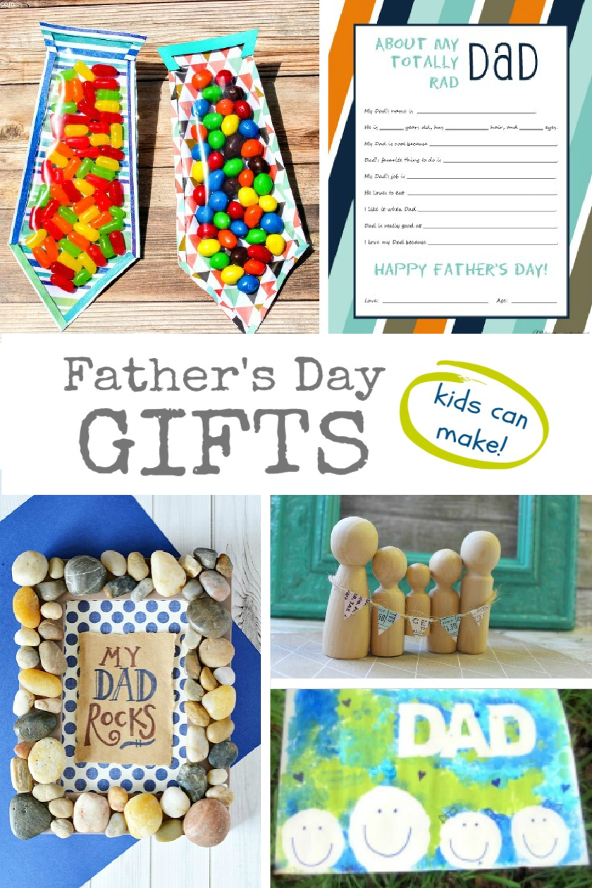 Pinnable Pinterest collage of Father's Day gifts kids can make