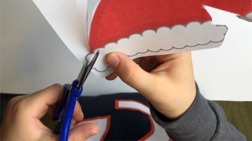Cutting Santa hat for Roll-a-Santa dice game