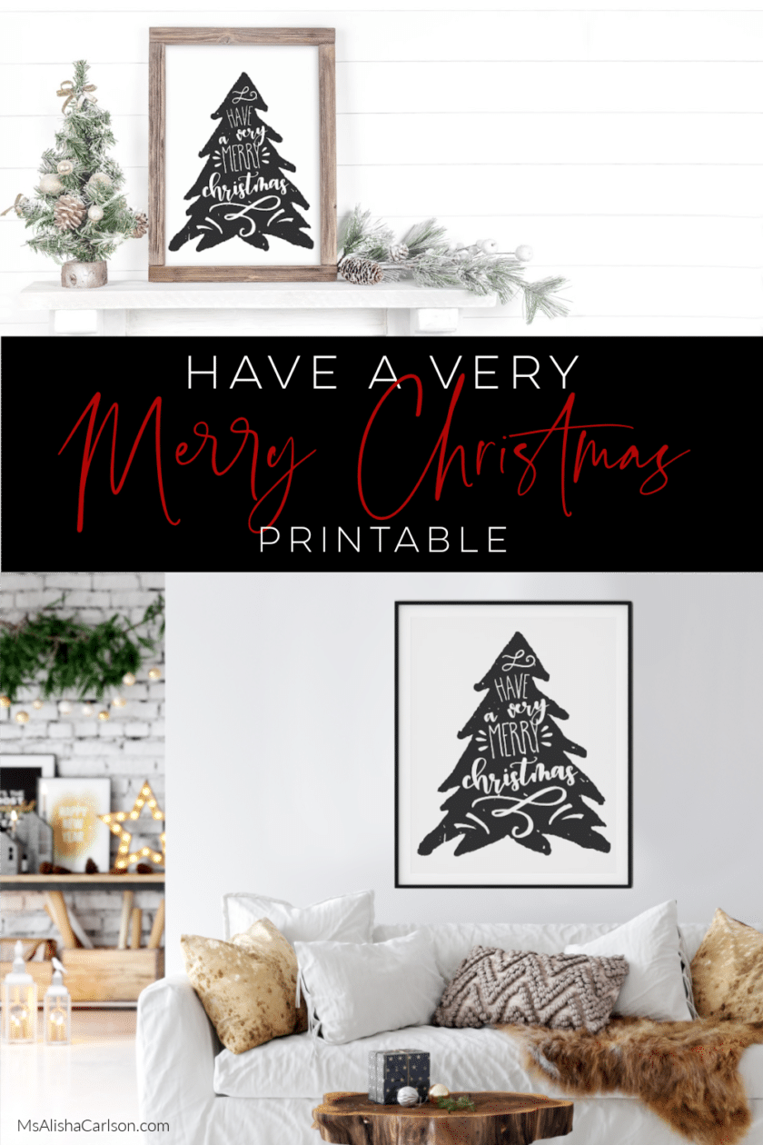 Very Merry Christmas printable pinnable Pinterest image